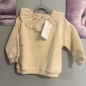 Zara rustic frill collar girls SWEATSHIRT 1.5 years new cotton